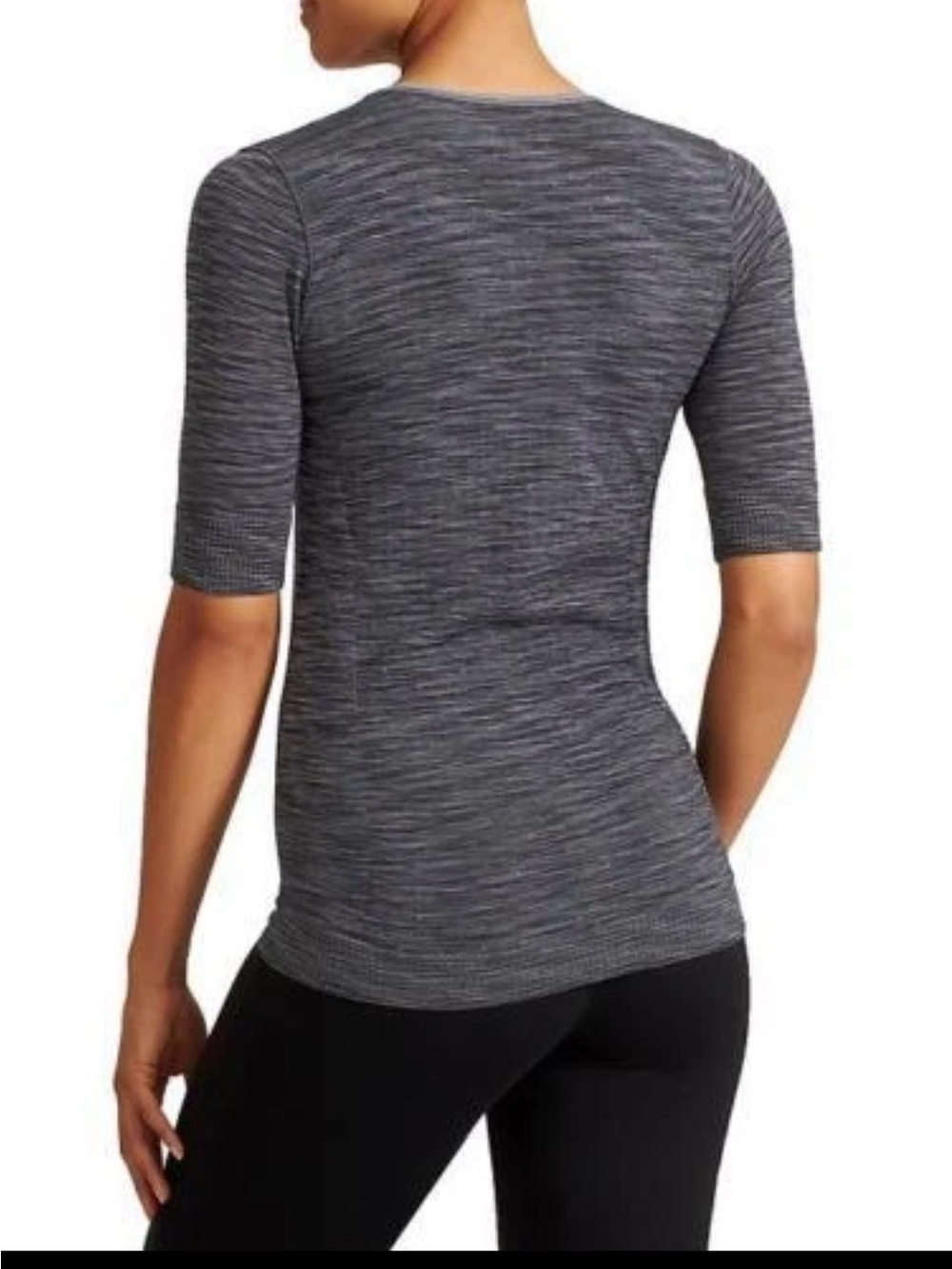 NWOT Athleta Radiance GREY Space-Dye Longer Short Sleeve Scoop Neck Top XL